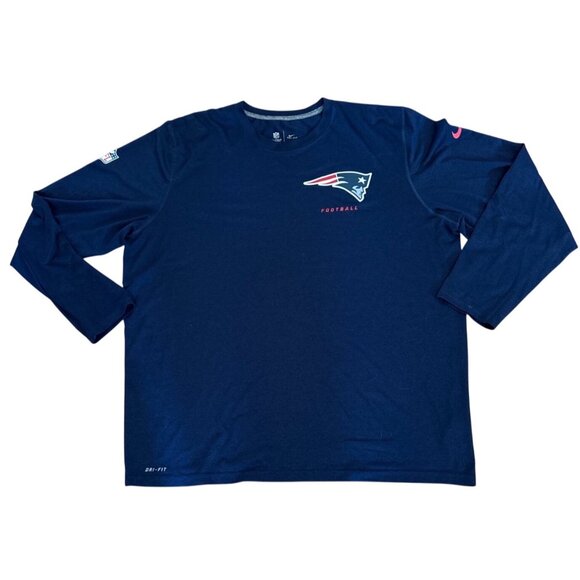 Nike NFL Onfield Patriots Shirt Dri-Fit Long Sleeve 2XL Blue - Picture 1 of 7